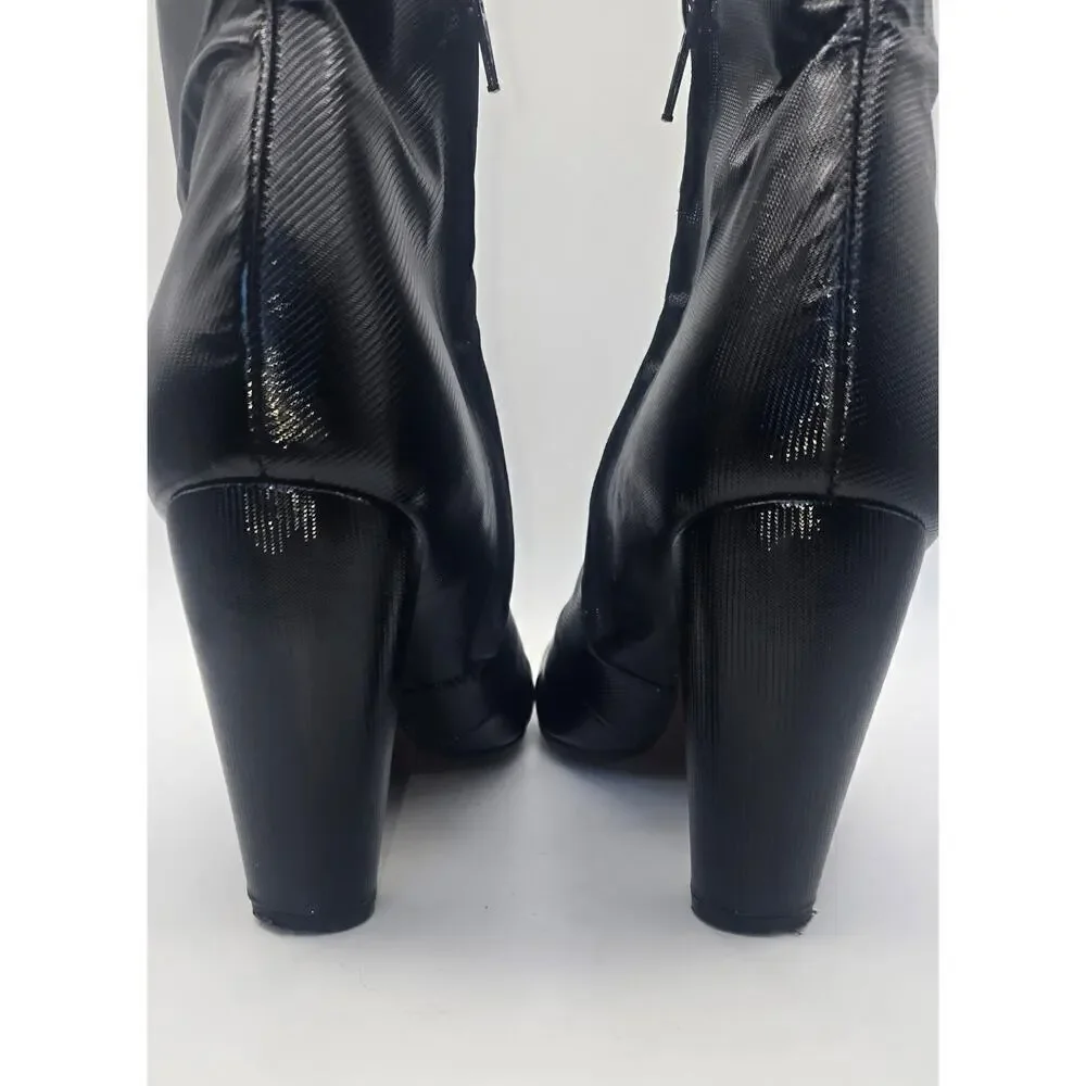 Vintage Chie Mihara Black Cut Out Ladies Leather Boots Size 37- US Size 6.5